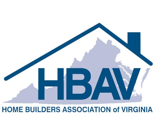 Logo of the Home Builders Association of Virginia (HBAV), featuring the acronym 'HBAV' and the shape of Virginia behind it, enclosed under a stylized blue roof outline.